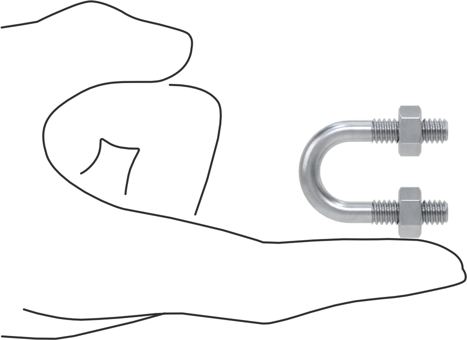 Galvanizli Çelik U Cıvatası, 1/4"-20 Diş Boyutu, 9/16" ID