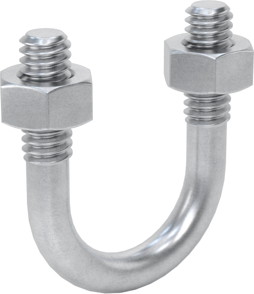 Galvanizli Çelik U Cıvatası, 1/4"-20 Diş Boyutu, 3/4" ID, 1-1/4" Yükseklik