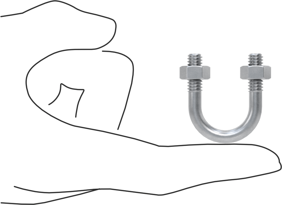 Galvanizli Çelik U Cıvatası, 1/4"-20 Diş Boyutu, 3/4" ID, 1-1/4" Yükseklik