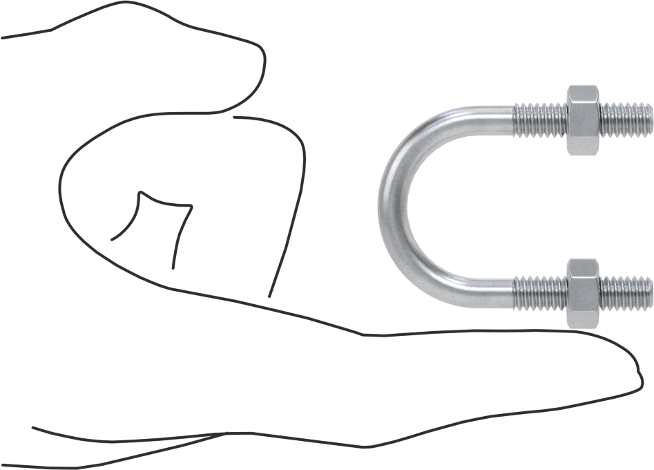 Galvanizli Çelik U Cıvatası, 1/4"-20 Diş Boyutu, 1" ID