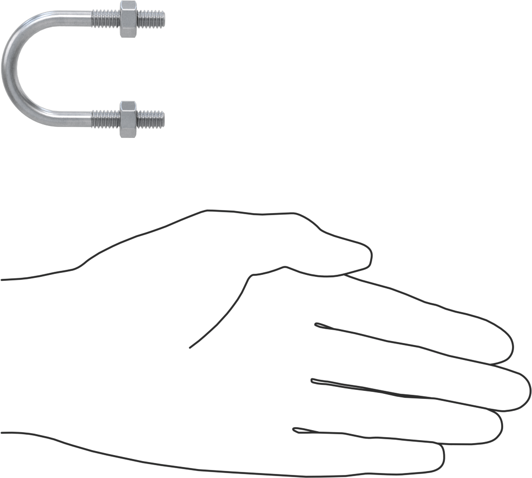 Galvanizli Çelik U Cıvatası, 1/4"-20 Diş Boyutu, 1-1/8" ID, 2" Yükseklik