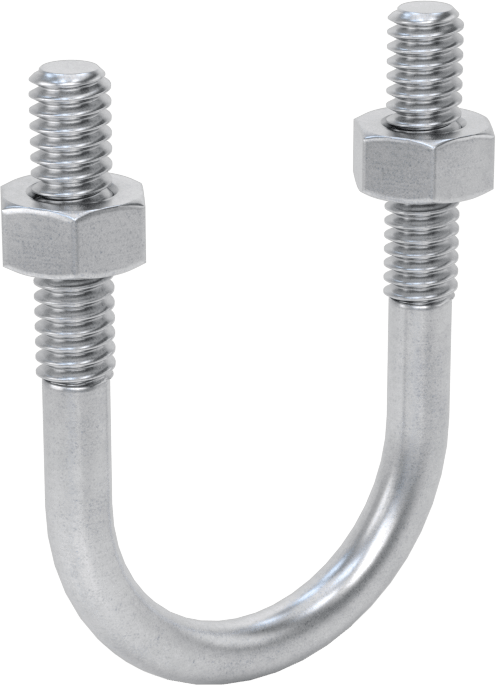 Galvanizli Çelik U Cıvatası, 1/4"-20 Diş Boyutu, 1-1/8" ID, 2" Yükseklik