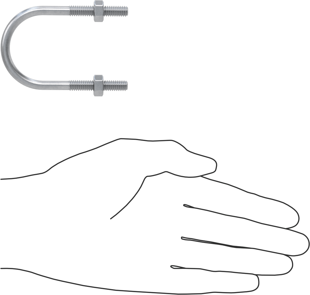 Galvanizli Çelik U Cıvatası, 1/4"-20 Diş Boyutu, 1-1/2" ID