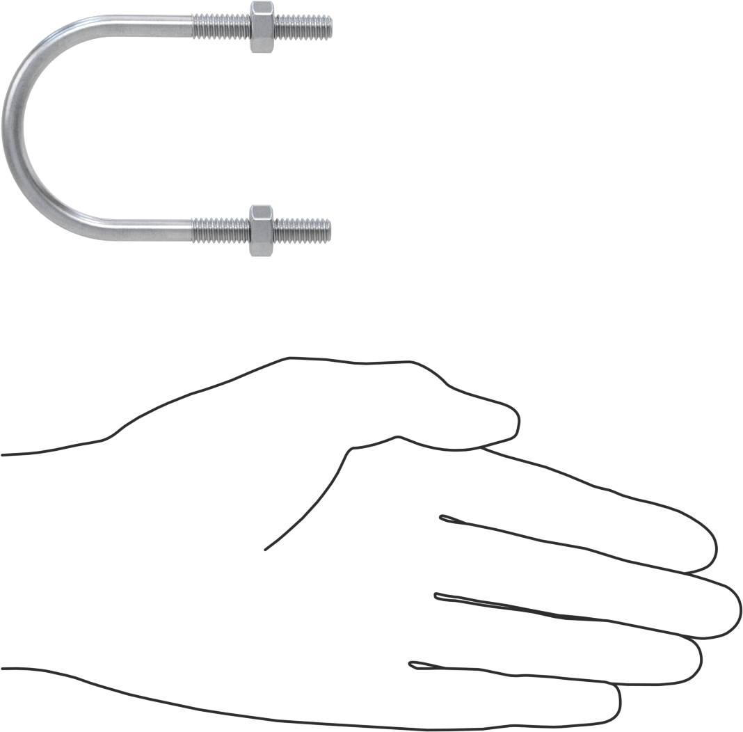 Galvanizli Çelik U Cıvatası, 1/4"-20 Diş Boyutu, 1-3/4" ID