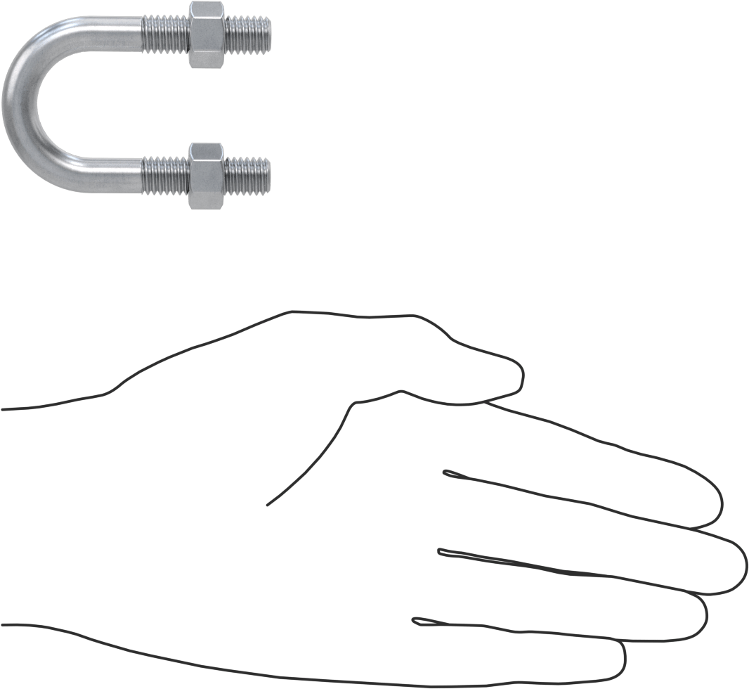 Galvanizli Çelik U Cıvatası, 3/8"-16 Diş Boyutu, 1" ID
