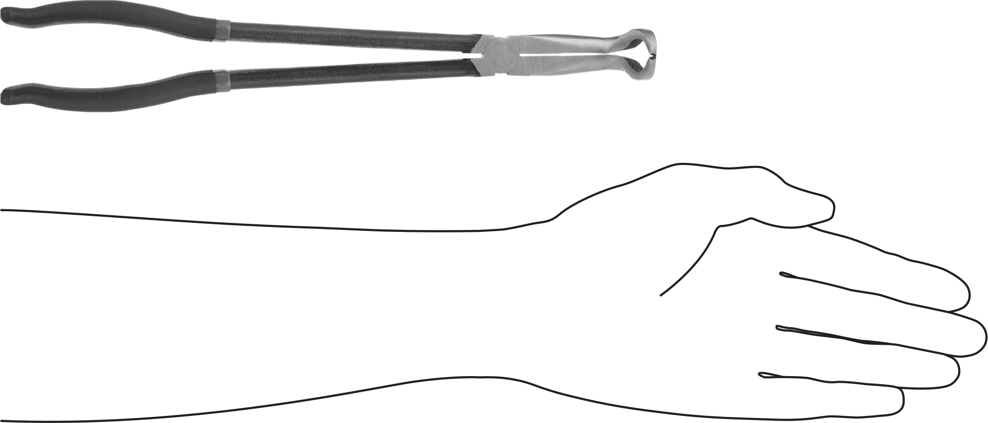 Hortum ve Boru Pense, Kavisli Çene ve Yastıklı Tutamak, 21/32“ ila 27/32” Dış Çap için