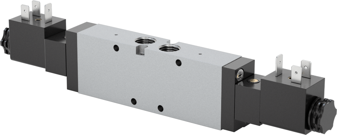 Elektrikli Hava Yön Kontrol Vanası, Eşzamanlı Çift Etkili, 1/4 NPT Dişi, 24V DC