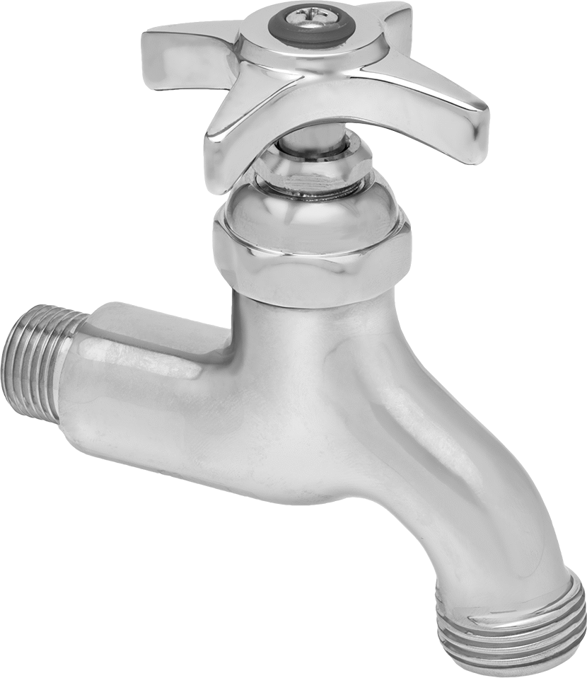 Sabit Musluklu Lavabo Bataryası, Krom Kaplama, 1/2 NPT Arka Giriş x 3/4 GHT Erkek Çıkış