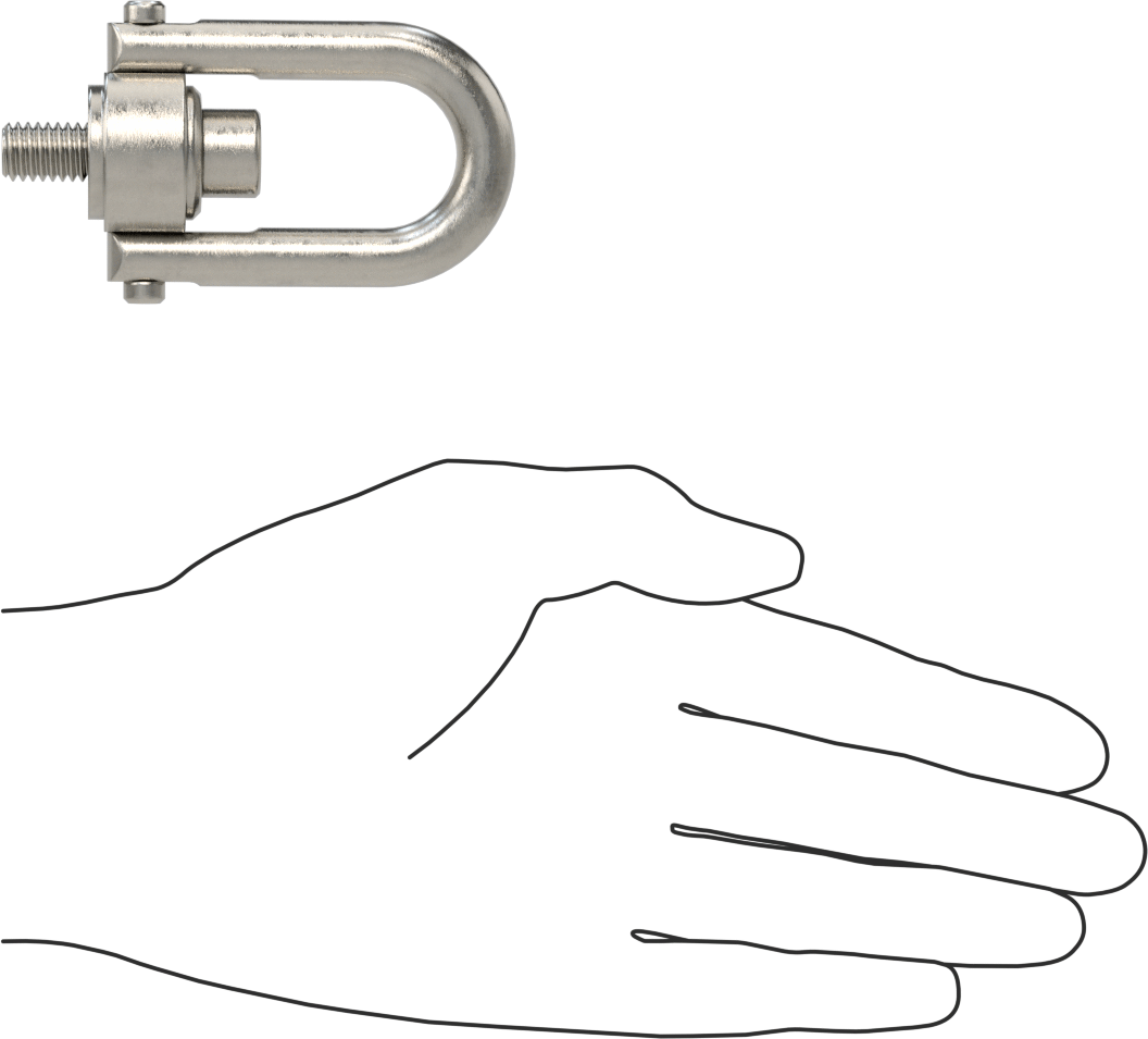 Kaldırma için 316 Paslanmaz Çelik Kaldırma Halkası, İşlenmiş, 3/8"-16 Diş Boyutu, 9/16" Diş Uzunluğu