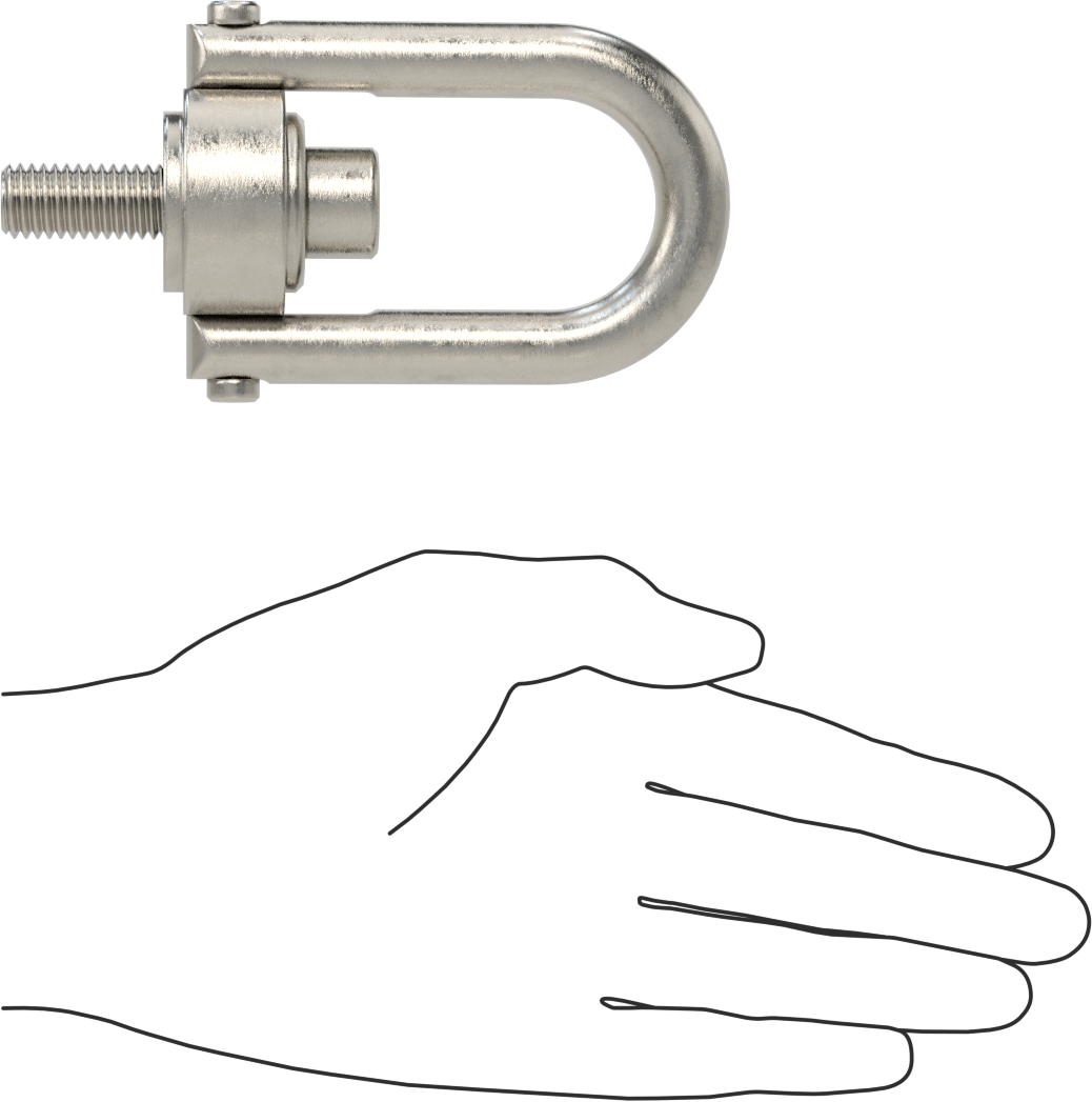 Kaldırma için 316 Paslanmaz Çelik Kaldırma Halkası, İşlenmiş, 1/2"-13 Diş Boyutu, 1-1/16" Diş Uzunluğu