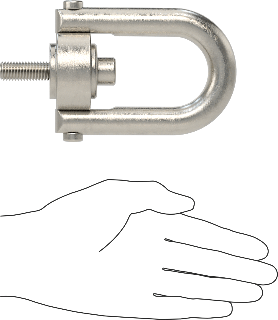 Kaldırma için 316 Paslanmaz Çelik Kaldırma Halkası, İşlenmiş, 1/2"-13 Diş Boyutu, 1-5/16" Diş Uzunluğu