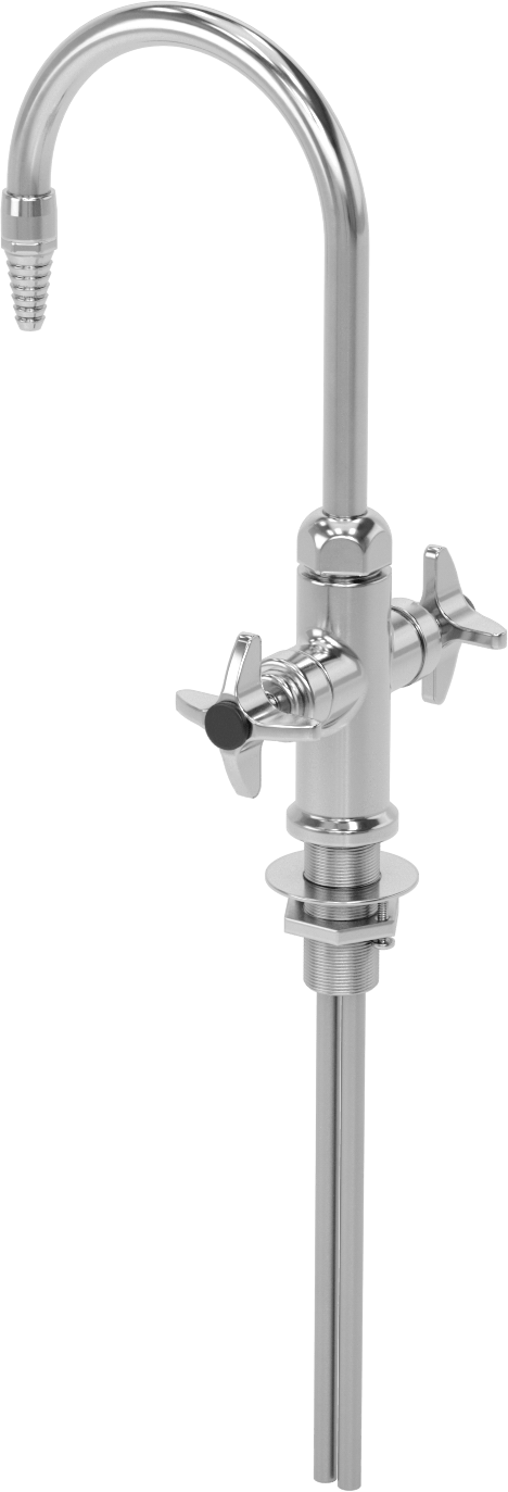 Tek Alt Girişli Pirinç Lavabo Musluğu, 12-3/4" Yüksek Sabit/Döner Ağızlık, Dikenli Çıkışlı, 2.7 gpm
