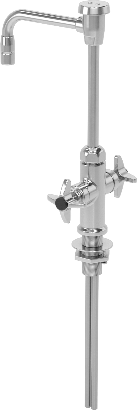 Tek Alt Girişli Pirinç Lavabo Musluğu, 13-1/2" Yüksek Sabit veya Döner Ağızlık, Sıcak/Soğuk Su için