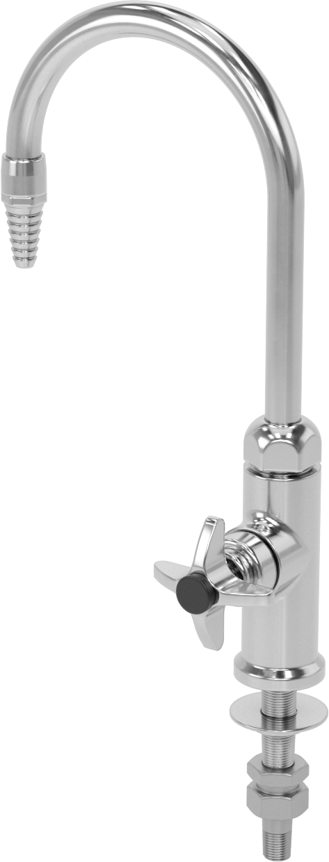 Tek Alt Girişli Pirinç Lavabo Musluğu, 12-3/4" Yüksek Sabit/Döner Ağızlık, Dikenli Çıkışlı, 3.3 gpm