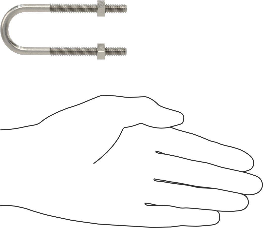 316 Paslanmaz Çelik U Cıvatası, 1/4"-20 Diş Boyutu, 15/16" ID