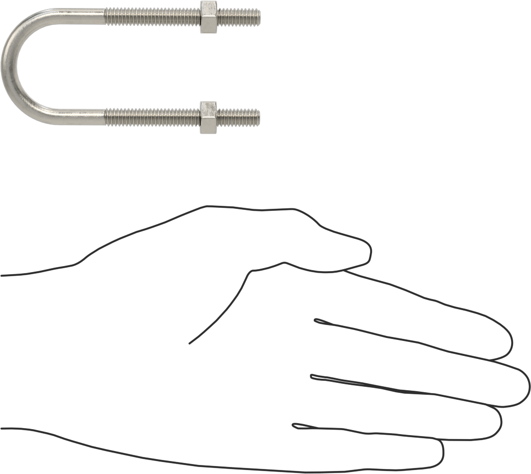 316 Paslanmaz Çelik U Cıvatası, 1/4"-20 Diş Boyutu, 1-1/8" ID