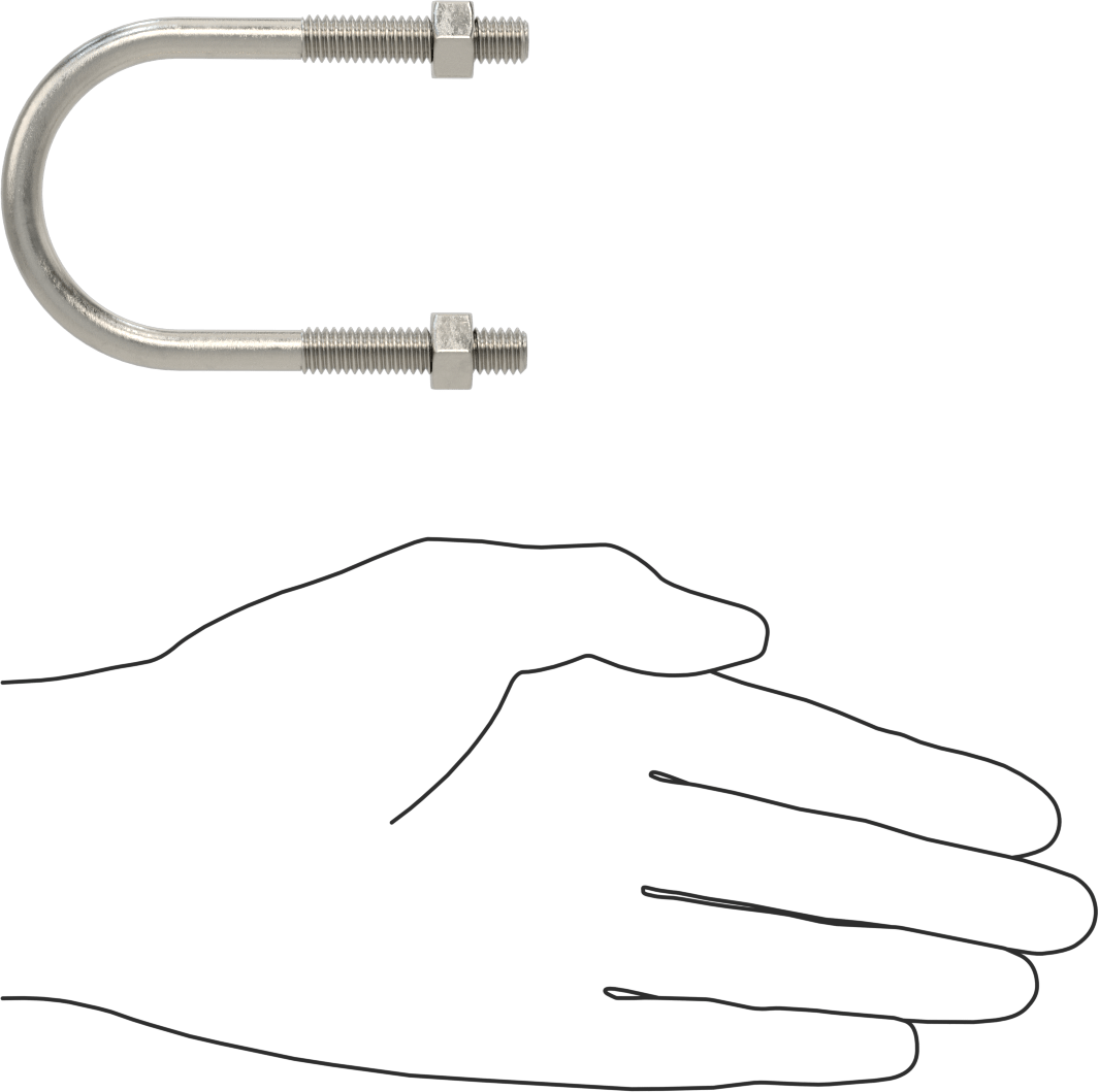 316 Paslanmaz Çelik U Cıvatası, 5/16"-18 Diş Boyutu, 1-3/4" ID