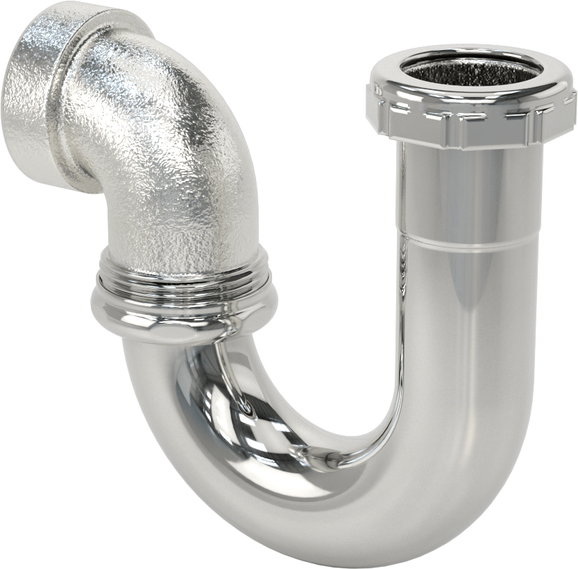 Lavabo Tahliye P-Sifonu, Çıkış Dirseği ile, Krom Kaplı Pirinç, 1-1/4" OD