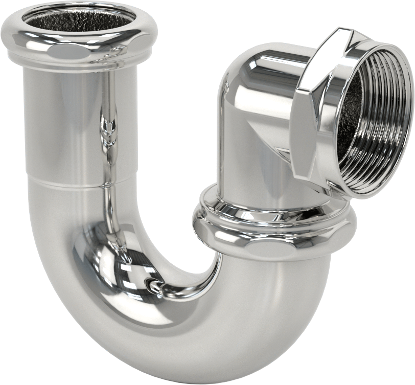 Lavabo Tahliye P-Sifonu, Çıkış Dirseği ile, Krom Kaplı Pirinç, 1-1/2" OD