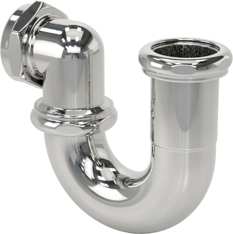 Lavabo Tahliye P-Sifonu, Çıkış Dirseği ile, Krom Kaplı Pirinç, 1-1/2" OD