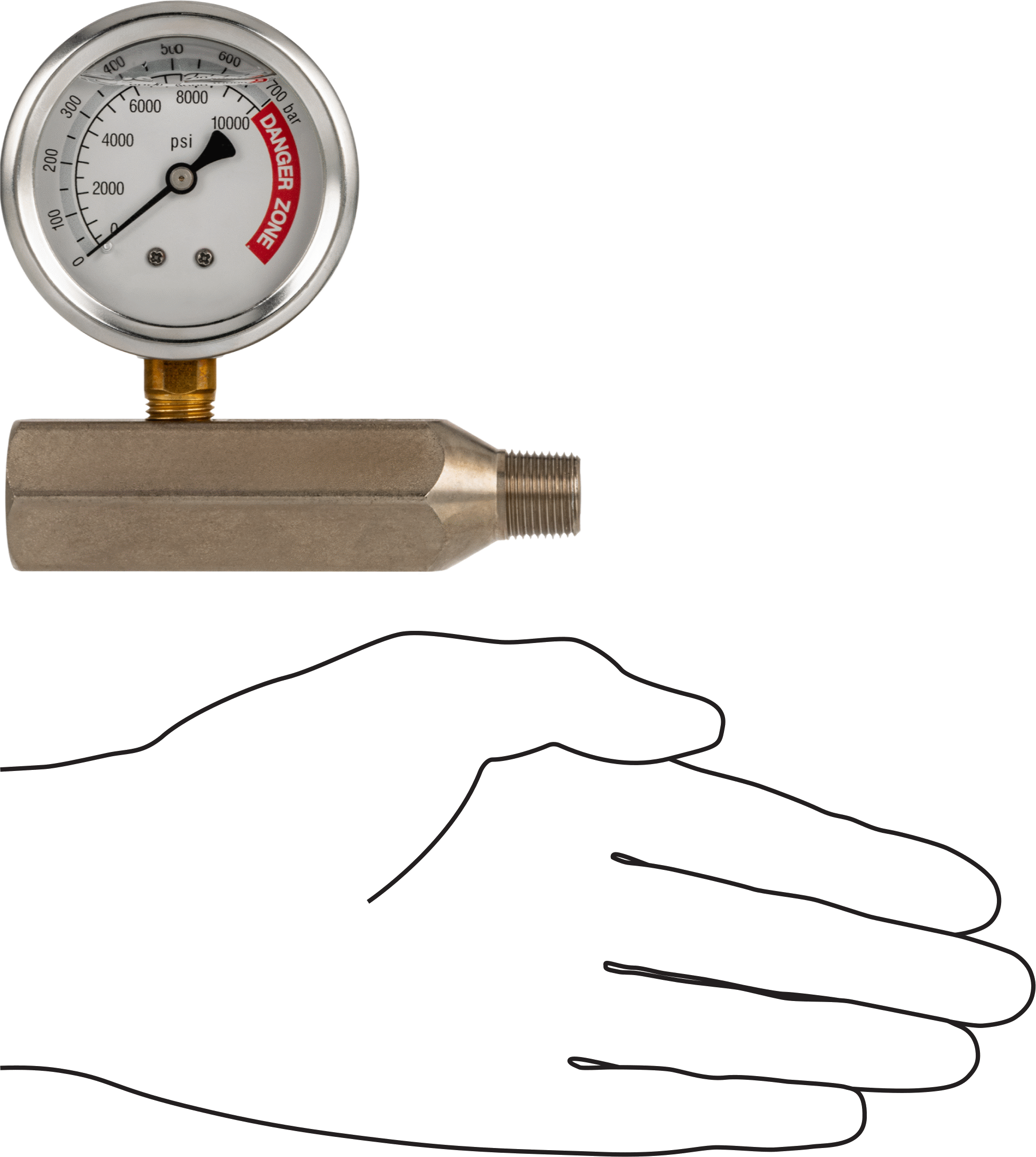 Gauge, 3/8 NPTF Dişi ve Erkek, 2-1/2" Çap