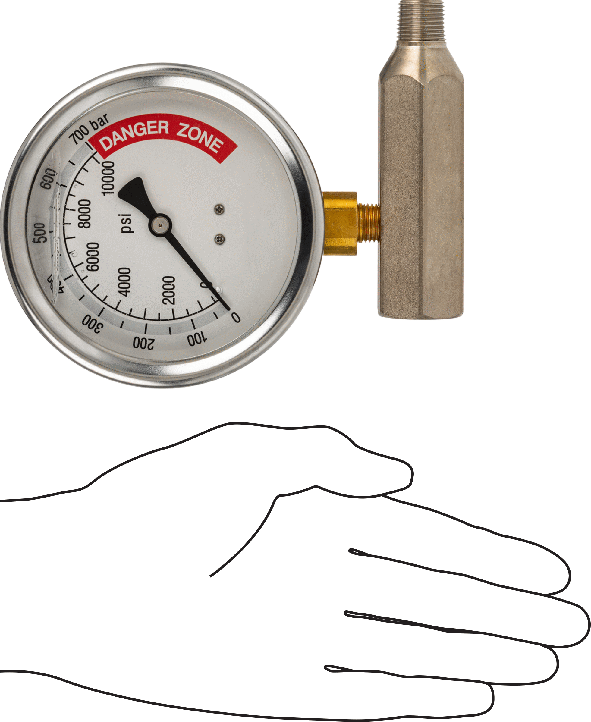Gauge, 3/8 NPTF Dişi ve Erkek, 4" Çap
