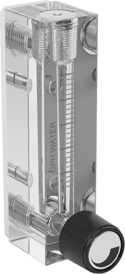 Akış Kontrol Düğmeli Panele Monte Akış Ölçer, Pirinç Bağlantı Parçaları, 1/8 NPT Dişi, 0.4 ila 5 gph