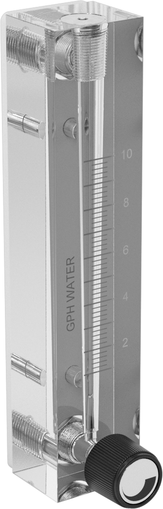 Akış Kontrol Düğmeli Panele Monte Akış Ölçer, Pirinç Bağlantı Parçaları, 1/8 NPT Dişi, 1 ila 10 gph