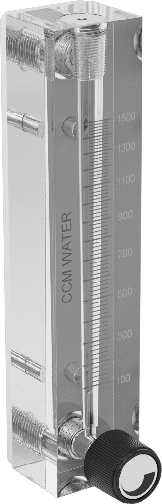 Akış Kontrol Düğmeli Panele Monte Akış Ölçer, Pirinç Bağlantı Parçaları, 1/8 NPT Dişi, 100 ila 1500 CC/min.