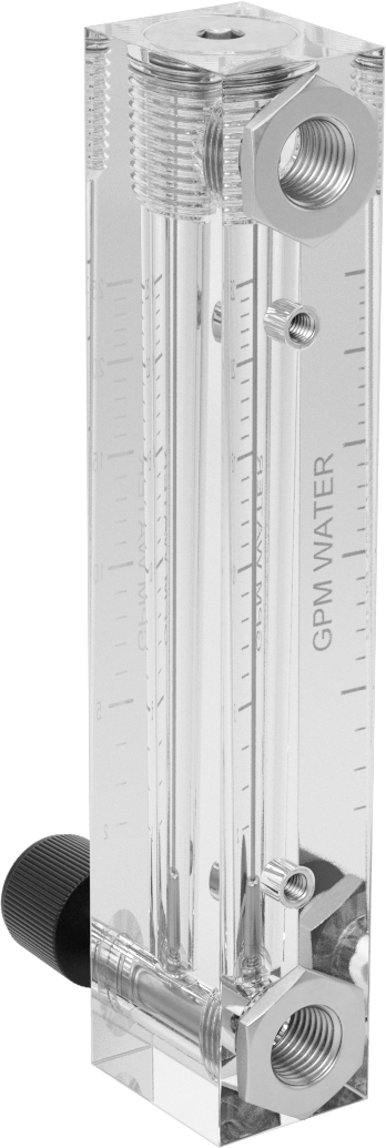 Akış Kontrol Düğmeli Panele Monte Akış Ölçer, Pirinç Bağlantı Parçaları, 1/4 NPT Dişi, 0.25 ila 2.500 gpm