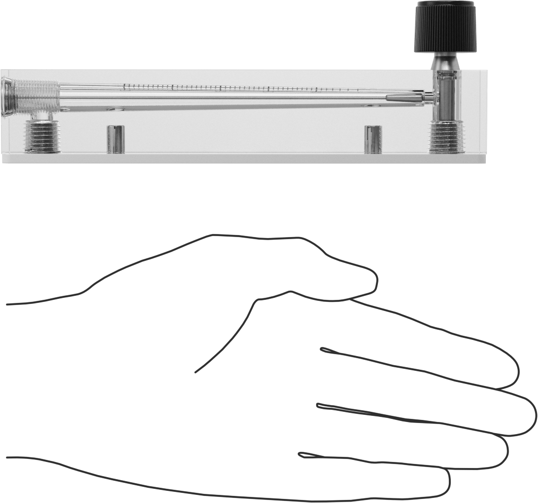Akış Kontrol Düğmeli Panele Monte Akış Ölçer, 303 Paslanmaz Çelik Bağlantı Parçaları, 1/8 NPT Dişi, 4 ila 50 CC/min.