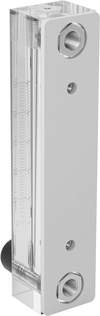 Akış Kontrol Düğmeli Panele Monte Akış Ölçer, 303 Paslanmaz Çelik Bağlantı Parçaları, 1/8 NPT Dişi, 4 ila 50 CC/min.