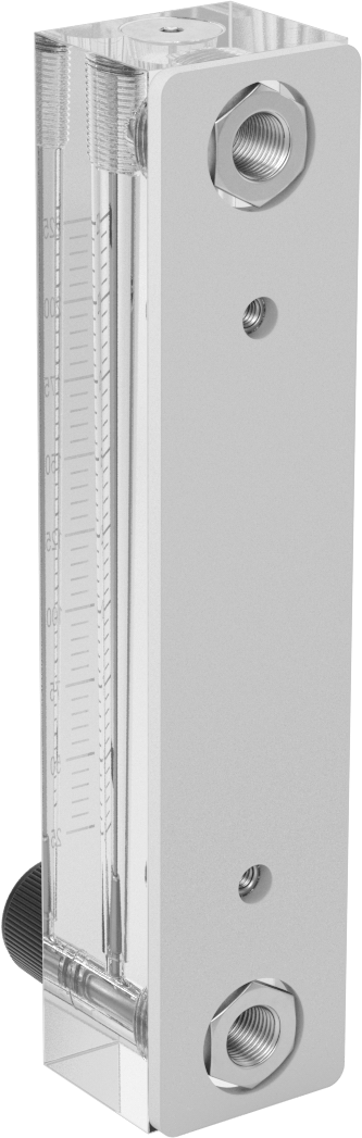 Akış Kontrol Düğmeli Panele Monte Akış Ölçer, 303 Paslanmaz Çelik Bağlantı Parçaları, 1/8 NPT Dişi, 10 ila 120 CC/min.