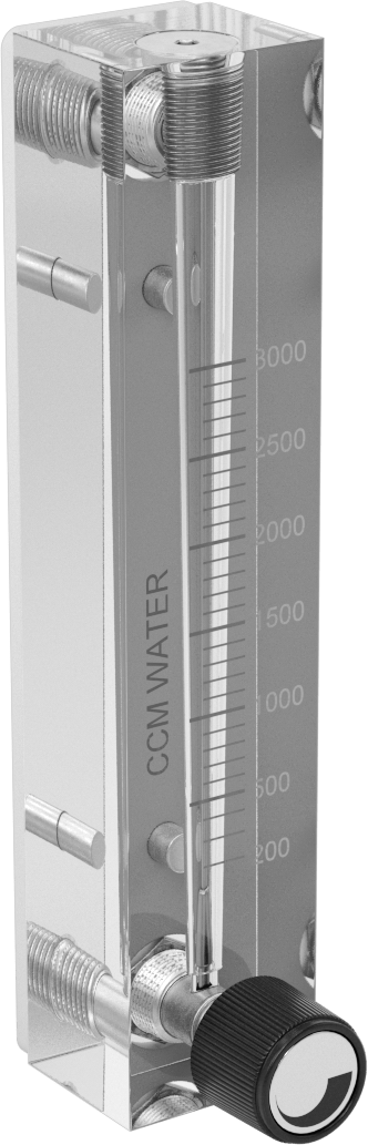 Akış Kontrol Düğmeli Panele Monte Akış Ölçer, 303 Paslanmaz Çelik Bağlantı Parçaları, 1/8 NPT Dişi, 200 ila 3000 CC/min.