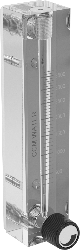 Akış Kontrol Düğmeli Panele Monte Akış Ölçer, 303 Paslanmaz Çelik Bağlantı Parçaları, 1/8 NPT Dişi, 300 ila 3700 CC/min.