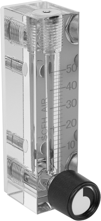 Akış Kontrol Düğmeli Panele Monte Akış Ölçer, Gaz için, 303 Paslanmaz Çelik Bağlantı Parçaları, 1/8 NPT Dişi, 4-50 Scfh