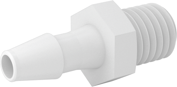Hava ve Su için Sıkı Sızdırmaz Dikenli Boru Bağlantı Parçası, Naylon Düz Adaptör, 1/8“ Boru İç Çapı x 1/4”-28 Erkek