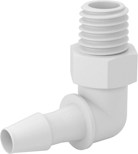Hava ve Su için Sıkı Sızdırmaz Dikenli Boru Bağlantı Parçası, Naylon 90 Derece Adaptör, 1/8“ Boru İç Çapı x 1/4”-28 Erkek