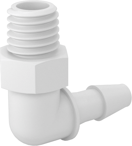 Hava ve Su için Sıkı Sızdırmaz Dikenli Boru Bağlantı Parçası, Naylon 90 Derece Adaptör, 1/8“ Boru İç Çapı x 1/4”-28 Erkek