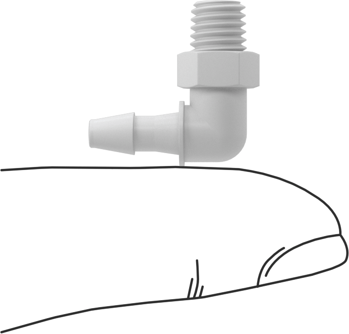 Hava ve Su için Sıkı Sızdırmaz Dikenli Boru Bağlantı Parçası, Naylon 90 Derece Adaptör, 1/8“ Boru İç Çapı x 1/4”-28 Erkek