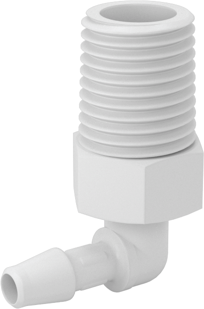 Hava ve Su için Sıkı Sızdırmaz Dikenli Boru Bağlantı Parçası, Naylon 90 Derece Adaptör, 3/16" Boru İç Çapı x 1/4 NPT Erkek