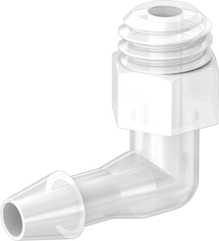 Hava ve Su için Sıkı Sızdırmaz Dikenli Boru Bağlantı Parçası, 3/32" Boru İç Çapı x 10-32 Erkek için Naylon 90 Derece Adaptör