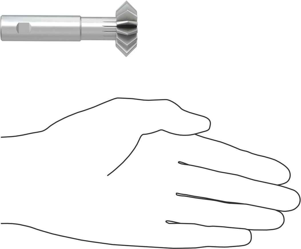Yüksek Hızlı Çelik Çift Pahlı Uçlu Freze, 90 Derece Kesme Açısı, 1-3/8“ Freze Çapı x 1/2” Kalınlık