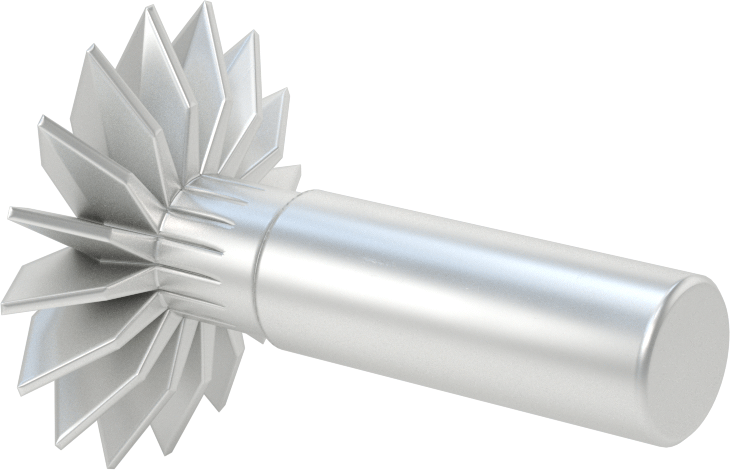 Yüksek Hızlı Çelik Çift Pahlı Uçlu Freze, 60 Derece Kesme Açısı, 2-1/4“ Freze Çapı x 1/2” Kalınlık