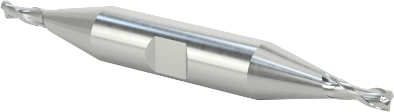 İki Freze Uçlu Kobalt Çelik Kare Uçlu Freze, Kaplamasız, 2 Yiv, 1/8" Freze Çapı, 3/8" Şaft Çapı