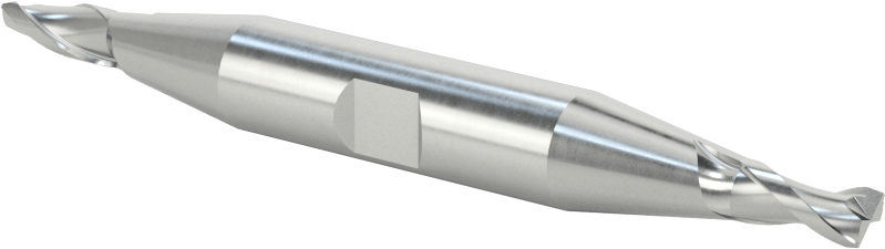 İki Freze Uçlu Kobalt Çelik Kare Uçlu Freze, Kaplamasız, 2 Yiv, 3/16" Freze Çapı, 3/8" Şaft Çapı