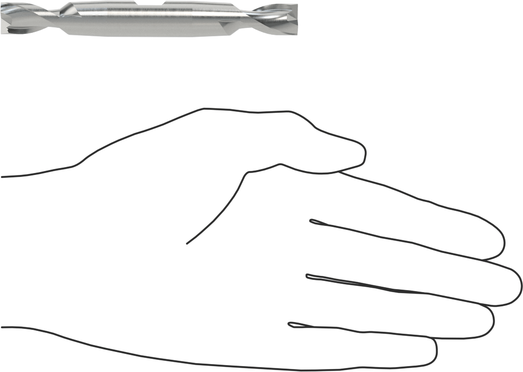 İki Freze Uçlu Kobalt Çelik Kare Uçlu Freze, Kaplamasız, 2 Yiv, 7/16" Freze Çapı, 1/2" Şaft Çapı