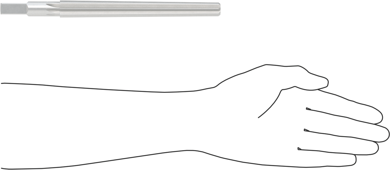 Konik Pimli Delikler için Kare Şaftlı Rayba, Düz Yiv, 0,7216“ x 0,5799” Rayba Çapı
