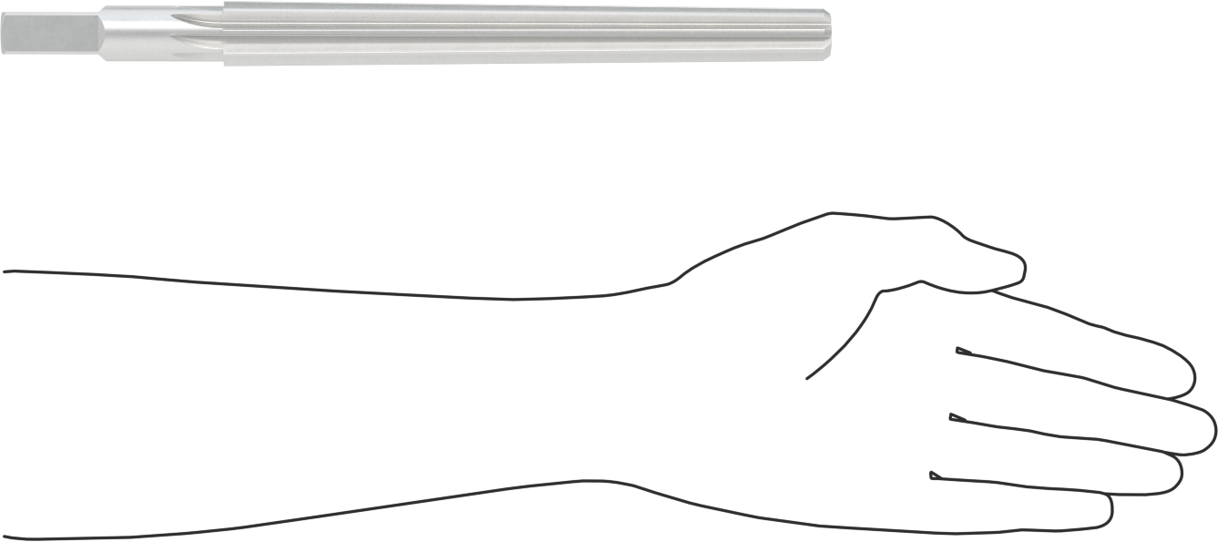 Konik Pimli Delikler için Kare Şaftlı Rayba, Düz Yiv, 0,8780“ x 0,7060” Rayba Çapı