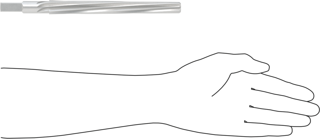Konik Pimli Delikler için Kare Şaftlı Rayba, Spiral Yiv, 0,7216“ x 0,5799” Rayba Çapı